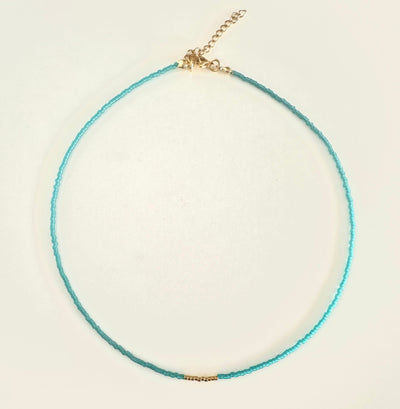 Miyuki Necklace - Sea Blue Gold