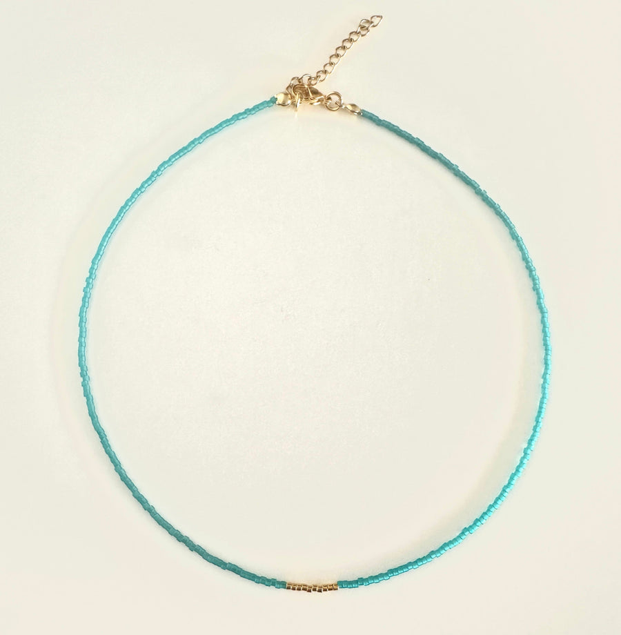 Miyuki Necklace - Sea Blue Gold