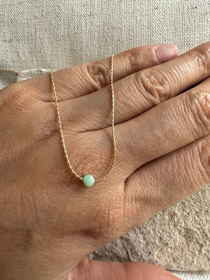 Chrysoprase Gold Necklace <br> Minimalist