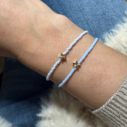Set of Miyuki Bracelet - Light Agate Blue Gold - Star