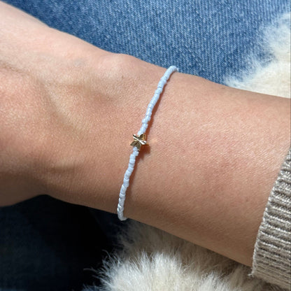 Miyuki Bracelet - Light Sky Blue Ceylon Gold - Star