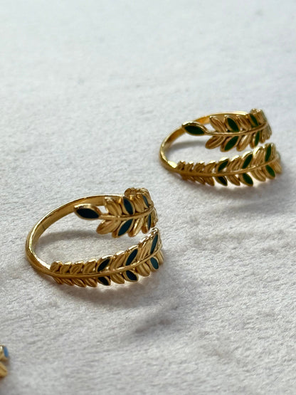 Leaves Enamel Gold Ring