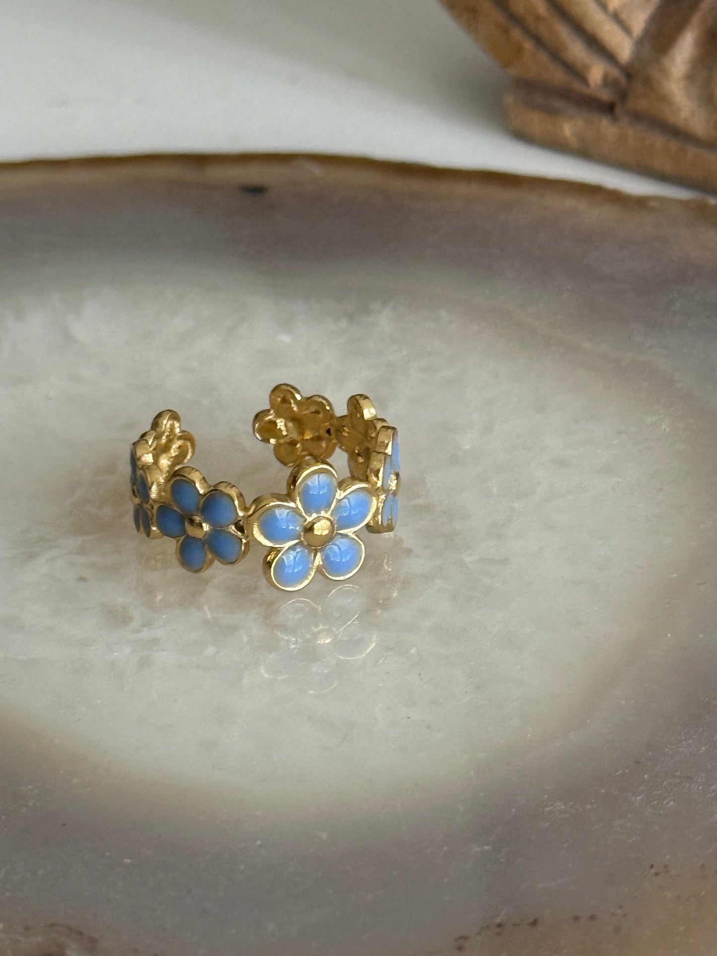 Flower Gold Ring Enamel