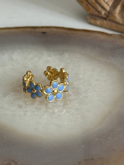 Flower Gold Ring Enamel