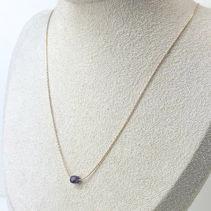 Amethyst Gold Necklace (February's Birthstone)<br> Minimalist square