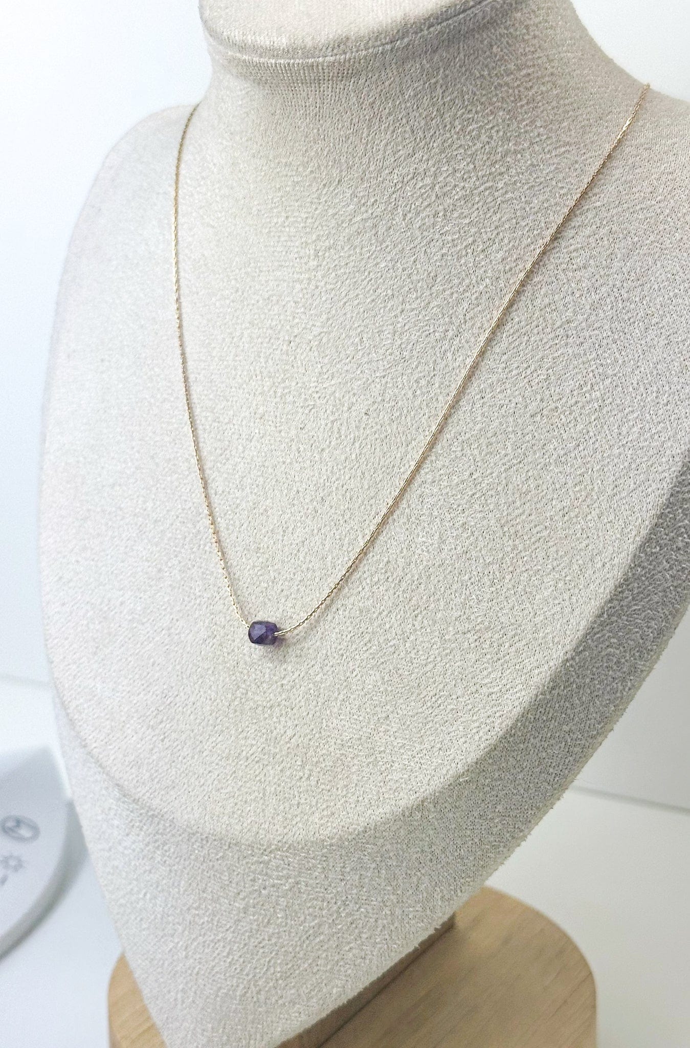 Amethyst Gold Necklace (February's Birthstone)<br> Minimalist square
