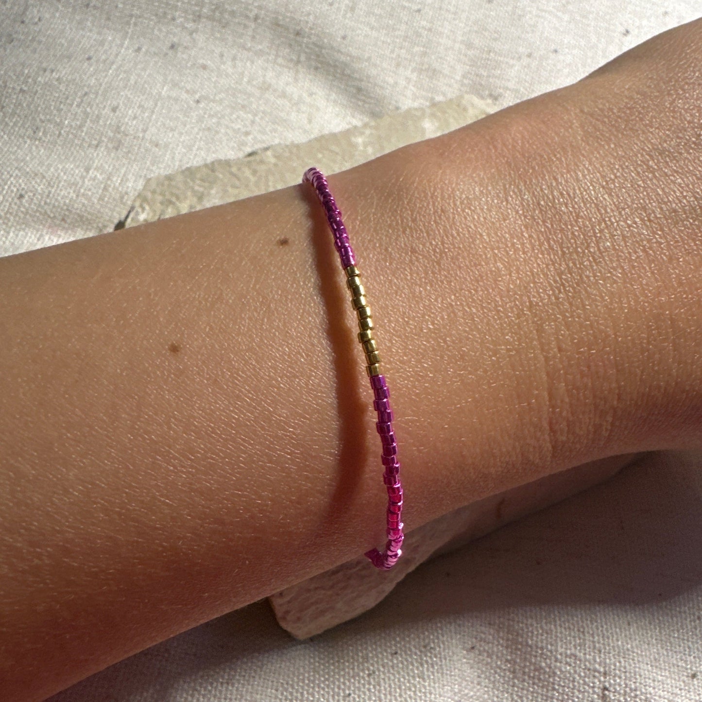 Miyuki Bracelet - Fushia Pink Gold