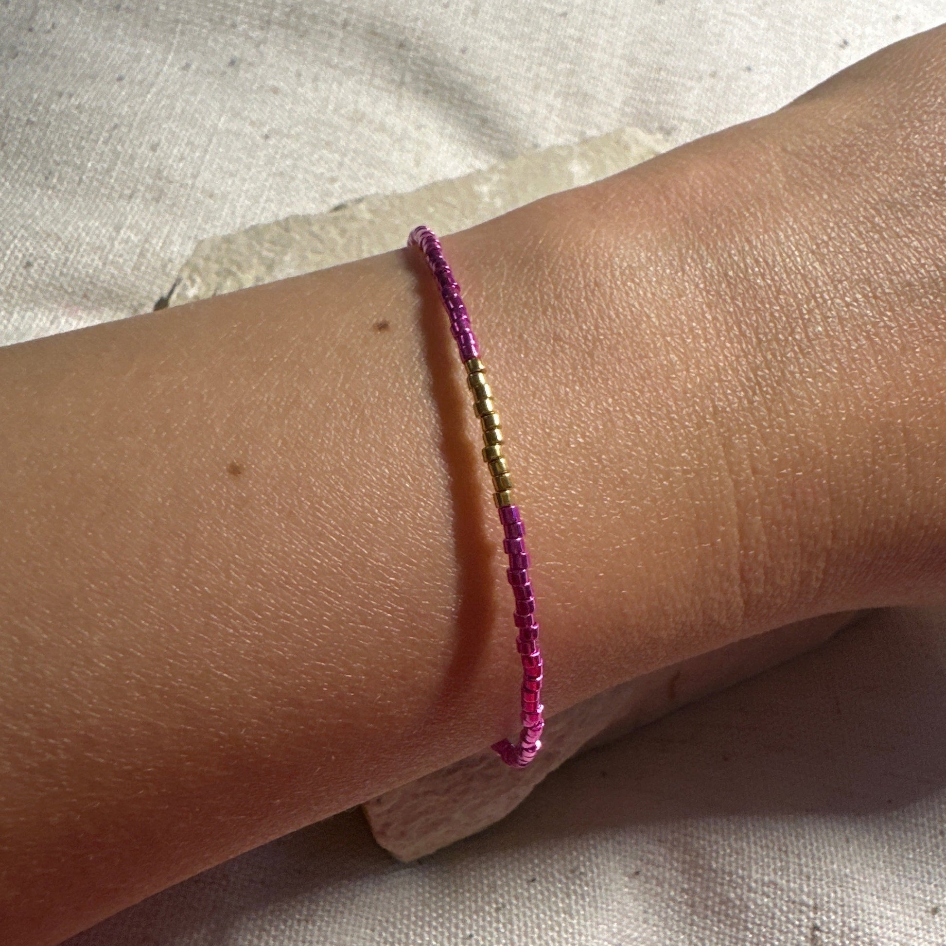 Miyuki Bracelet - Fushia Pink Gold