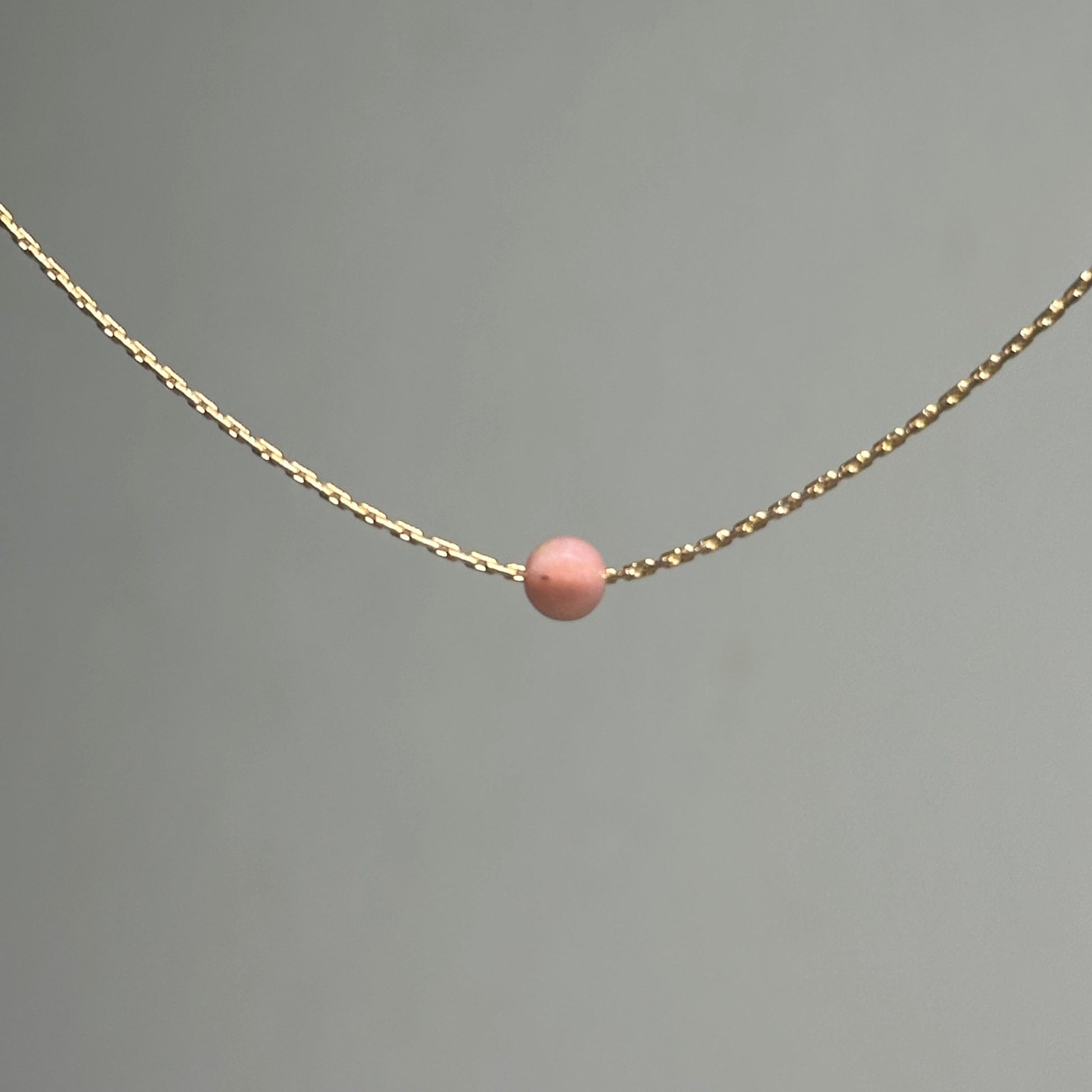 Pink Opal Gold Necklace (October's Birthstone)<br> Minimalist