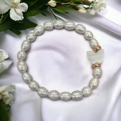 Pearl Butterfly bracelet gold plated 18k