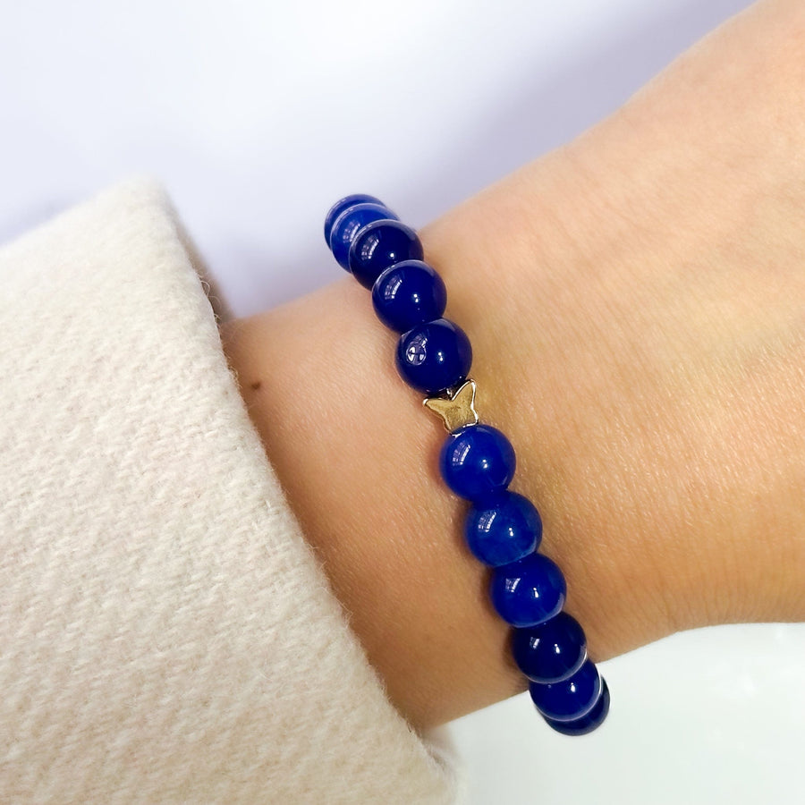 Dark Blue Jade Bracelet Butterfly