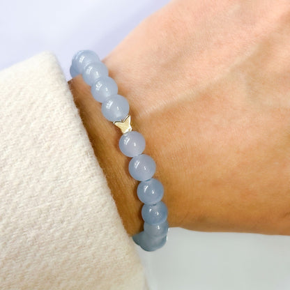 Blue Light Agate Bracelet Butterfly