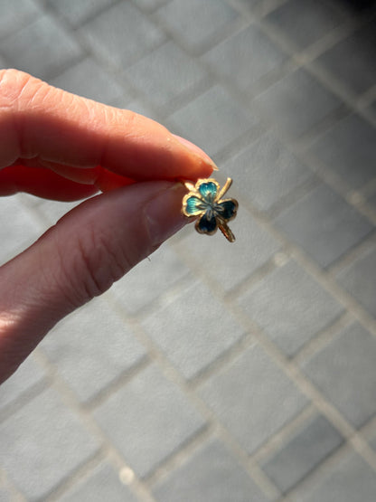 Blue Clover Enamel Gold Ring (4 Leaves)