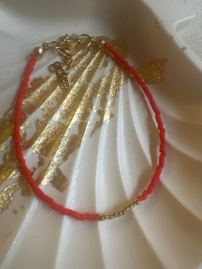 Miyuki Bracelet - Red Coral Gold