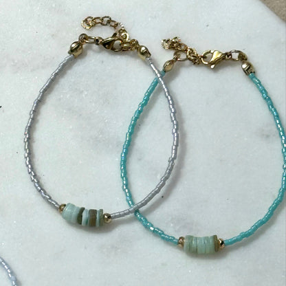 Miyuki Bracelet - Turquoise Blue Gold - Shell