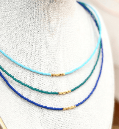 Miyuki Necklace - Electric Blue Gold