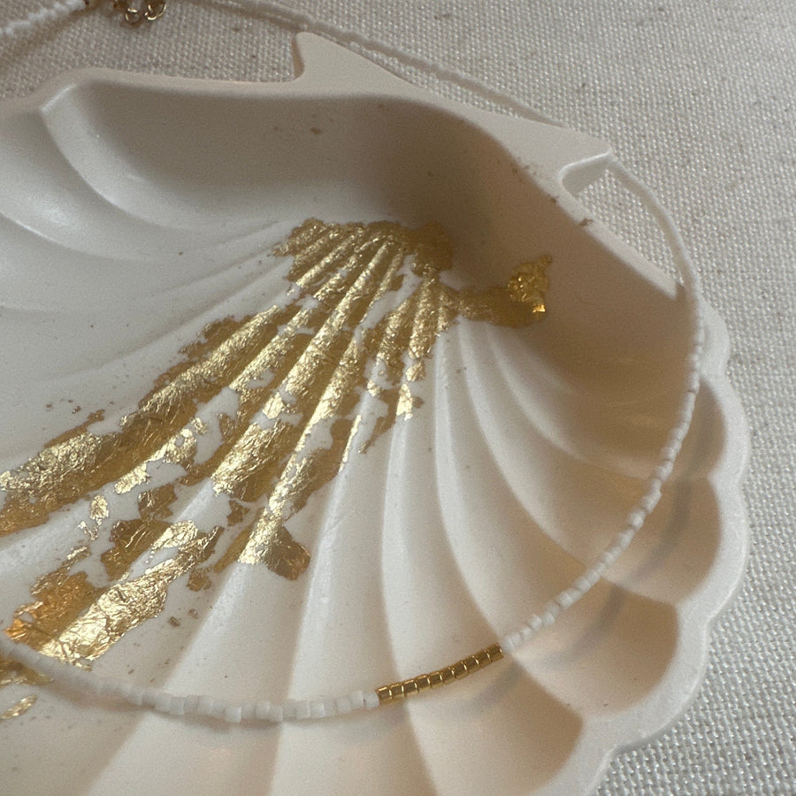 Miyuki Necklace - White Mat Gold