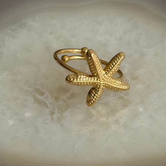 Caribe Starfish Textured Gold Ring