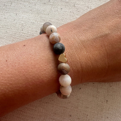 Bamboo Lace Agate Stone 
Bracelet