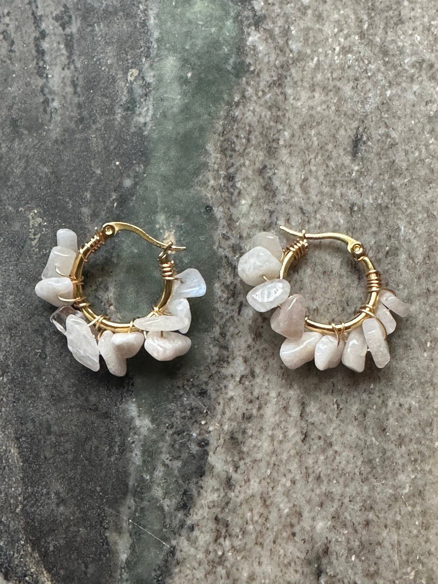 Flower Earrings Moonstone | Mi Cielo London