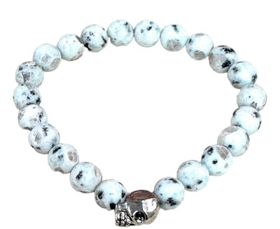 Kiwi Jasper Bracelet (Silver Skull)