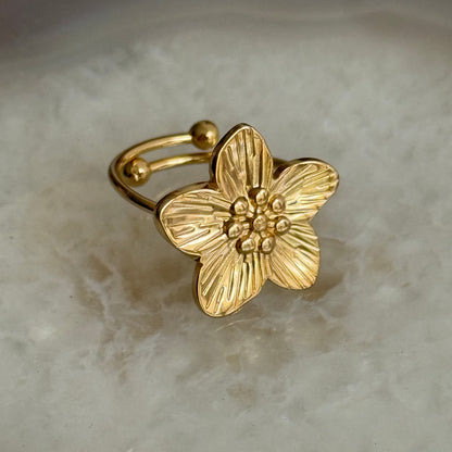 Caribe Flower Beads Gold Ring