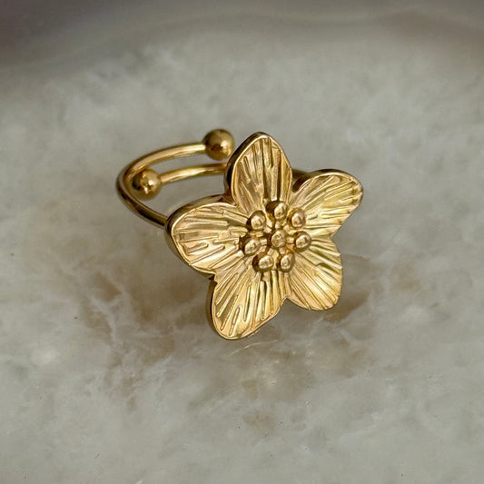 Caribe Flower Beads Gold Ring