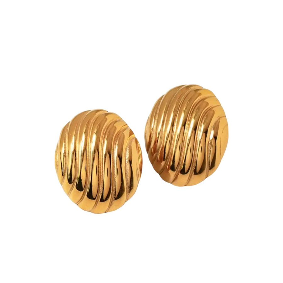 Oval Gold Button Earrings