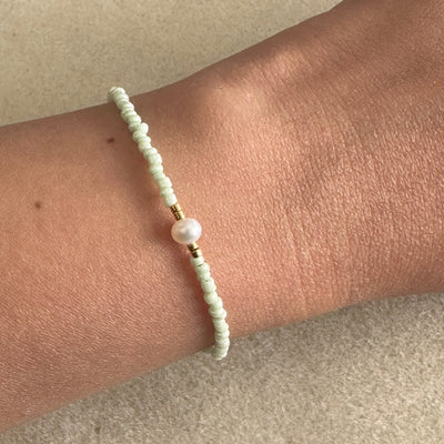 Mimi Soft Mint Green Gold Bracelet