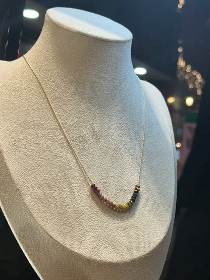 Watermelon Tourmaline Necklace Gold filled 14k