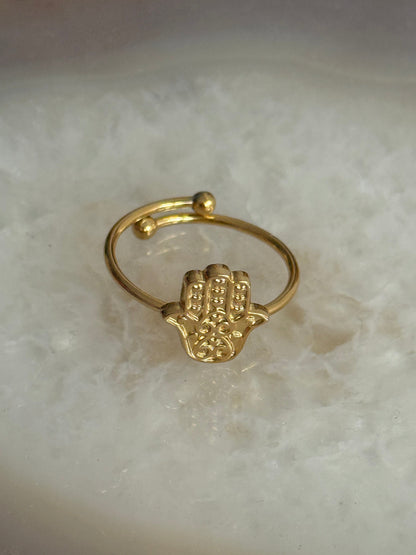 Caribe Hamsa Gold Ring