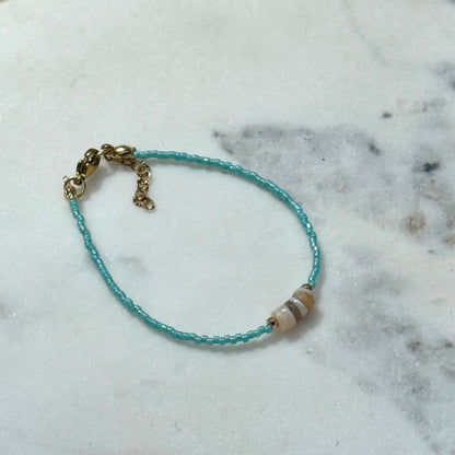 Miyuki Bracelet - Turquoise Blue Gold - Shell