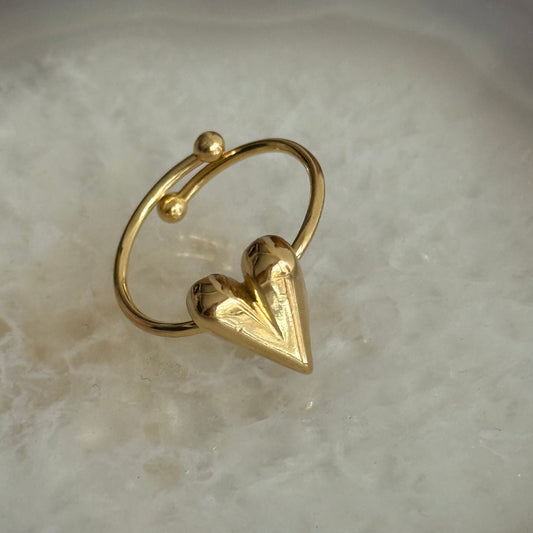 Caribe Chunky Heart Gold Ring