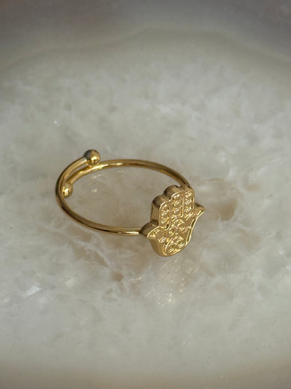 Caribe Hamsa Gold Ring