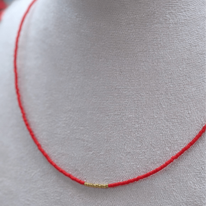 Miyuki Necklace - Red coral and Gold