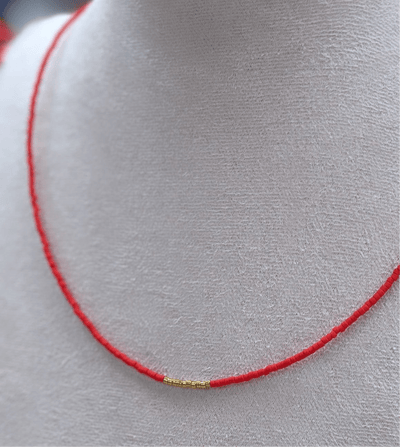 Miyuki Necklace - Red coral and Gold