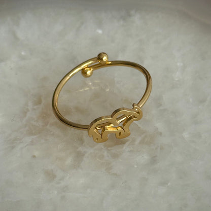 Caribe Elephant Filigrane Gold Ring
