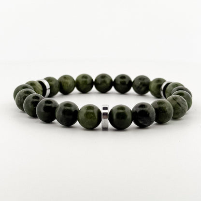 Taiwan Jade Bracelet Silver Disks 8mm