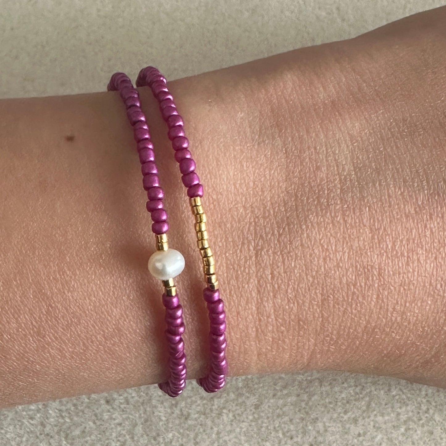 Mimi Fushia Gold Bracelet - Bougainvillier
