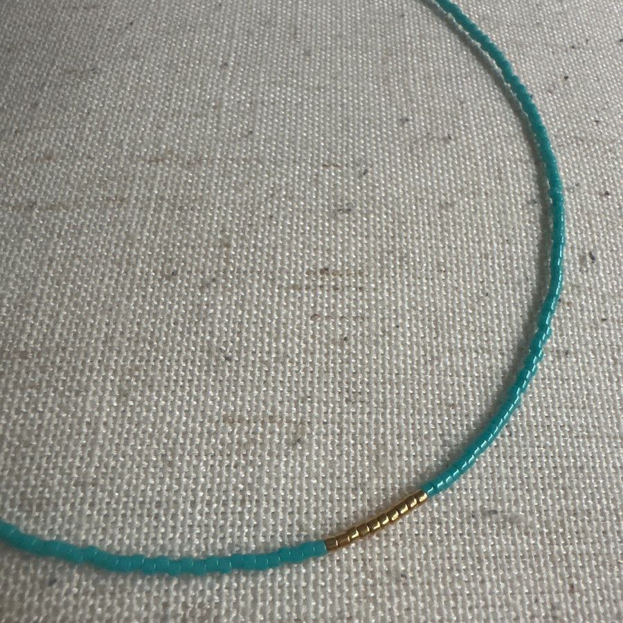 Miyuki Necklace - Turquoise Shiny Gold