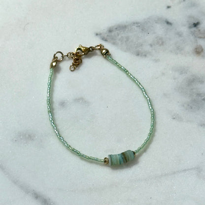 Miyuki Bracelet - Mint Green Gold - Shell