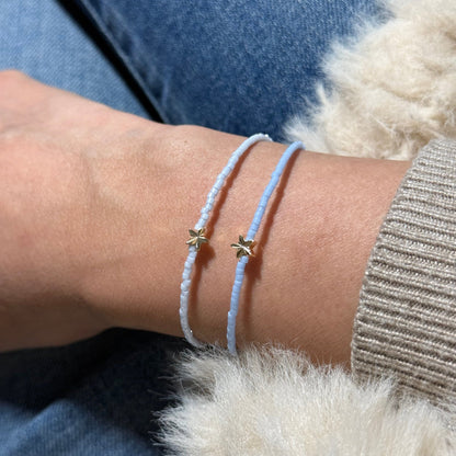 Set of Miyuki Bracelets - Light Sky Blue Ceylon Gold - Star