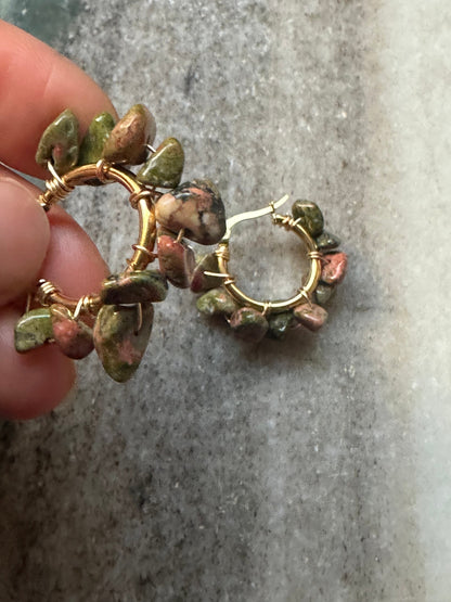 Flower Earrings Unakite
