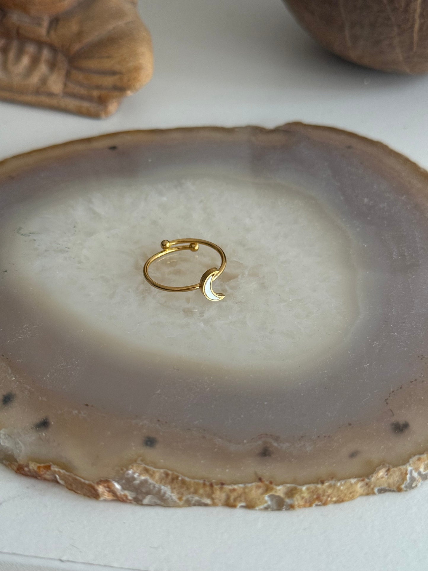 Mother Pearl Moon Gold Ring