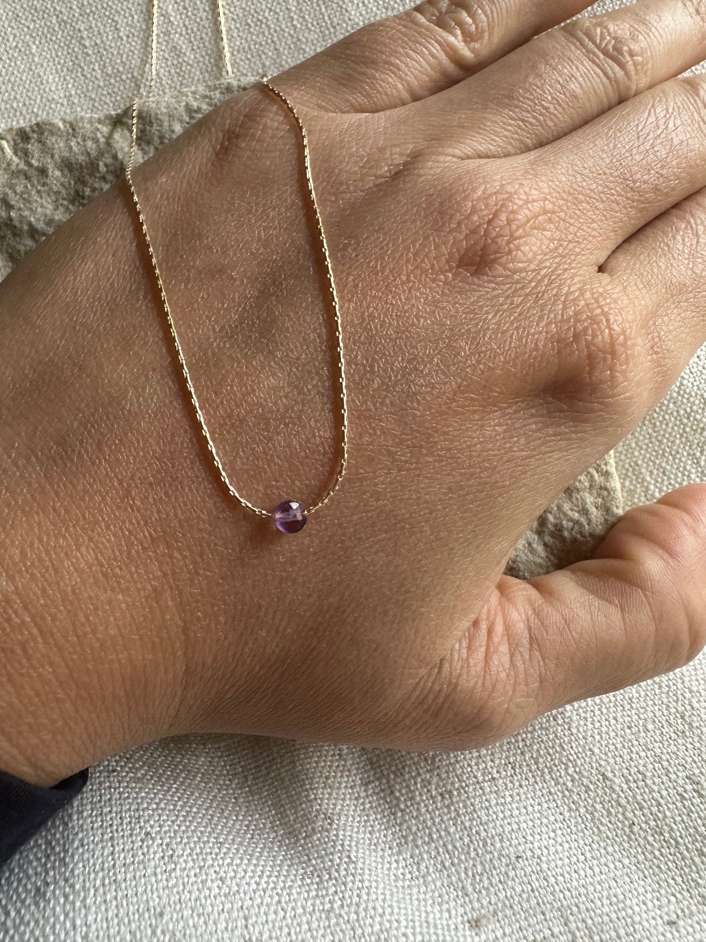 Amethyst Gold Necklace (February's Birthstone) <br> Minimalist