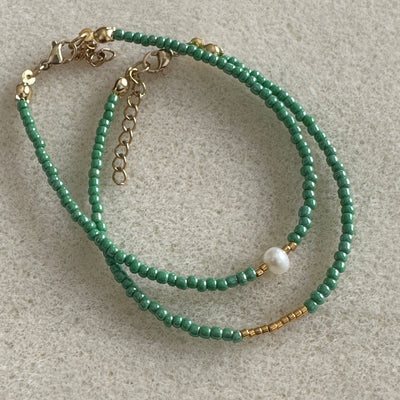 Mimi Jade Green Pearl Gold Bracelet