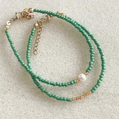 Mimi Jade Green Pearl Gold Bracelet