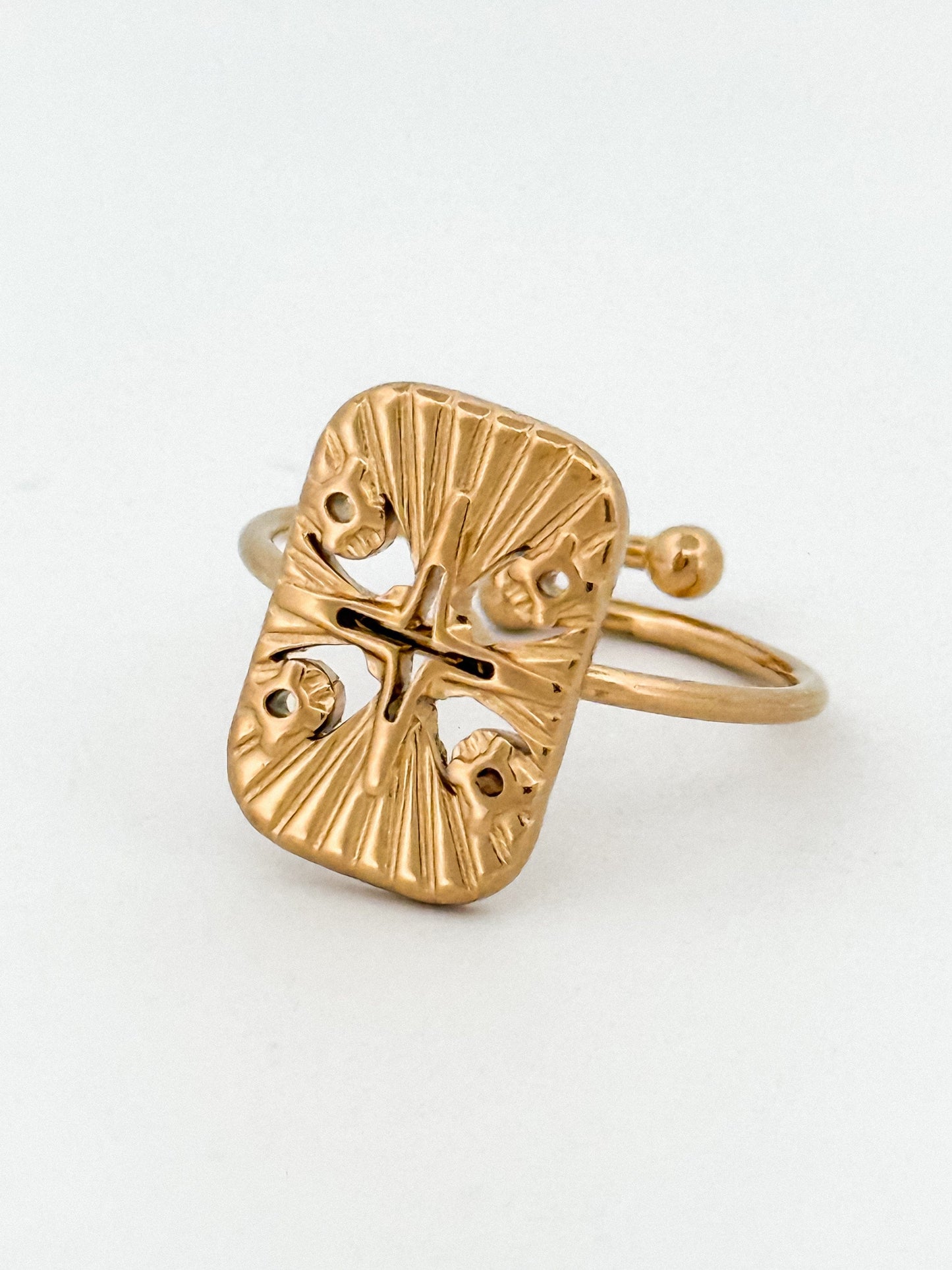 Caribe Cross Card Gold Ring