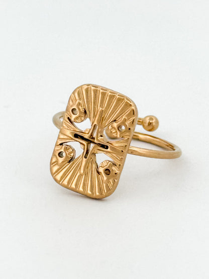 Caribe Cross Card Gold Ring