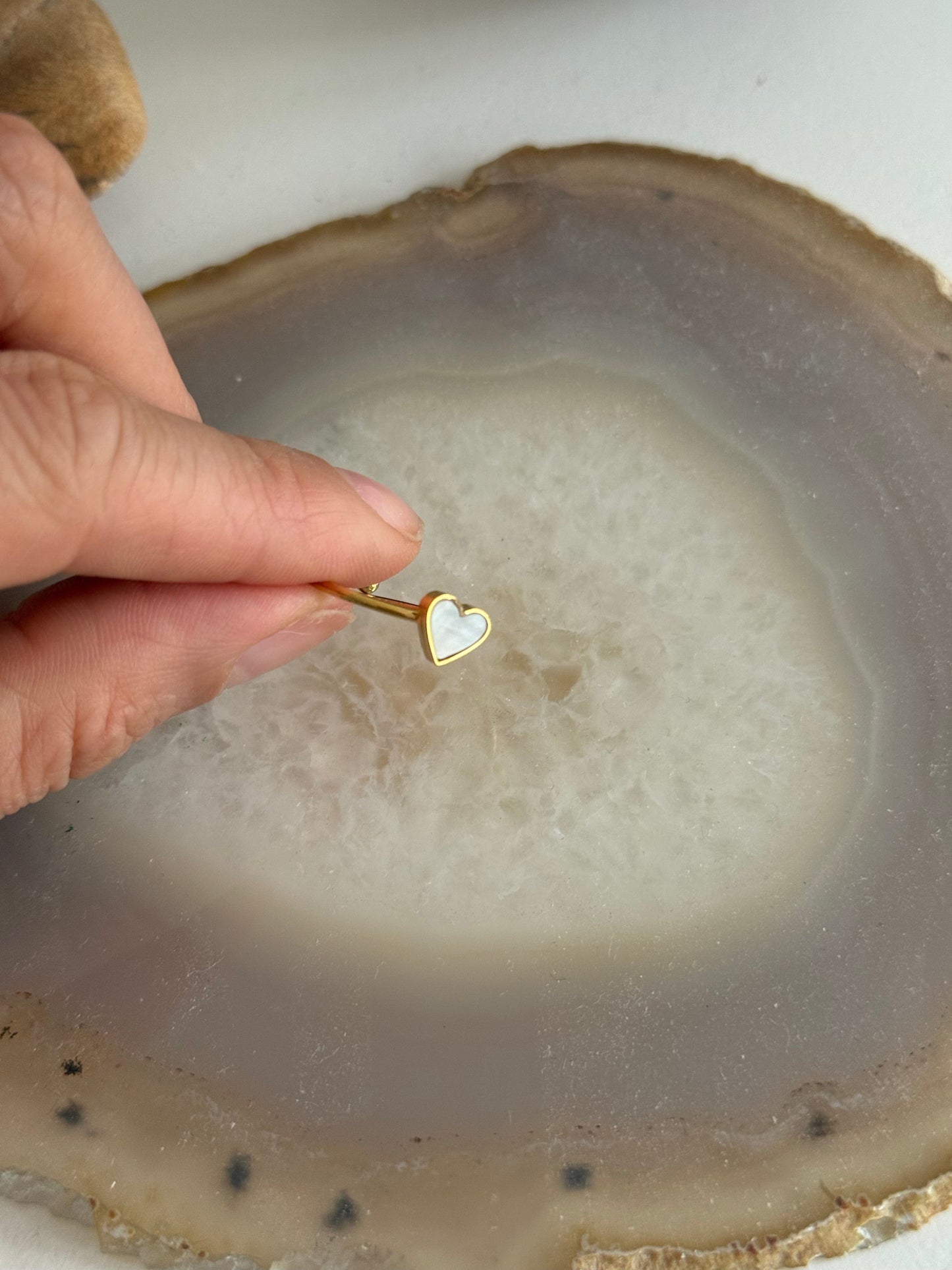 Mother Pearl Heart Gold Ring